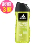 ADIDAS愛迪達 男性三合一潔顏洗髮沐浴露(超越挑戰)X3瓶組(250ML/瓶)