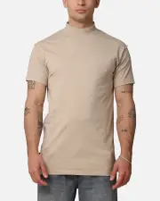 [SAINT MORTA] Saint Morta Old English Mock Neck T-shirt Stone/wheat - Size L L Stone/Wheat