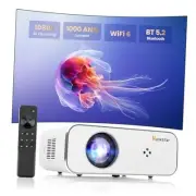 Mini Projector, 4K Support Projector with Wifi 6 and Bluetooth 5.2, 1000 ANIS