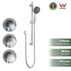 Shower Rail Set large Hand Held Shower Head on Sliding Bar Chrome Bathroom Round