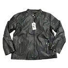 David Outerwear Warm Lined Leather Full Zip Jacket in Black, Size L
