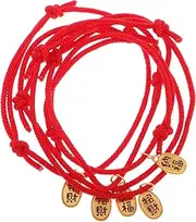 BUGUUYO 5pcs Adjustable Cat Collars with Bell Red Rope Pet Necklaces for Cats and Dogs Symbolic Luck Design Comfortable Fit for Daily Use
