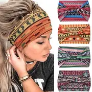 1PC African Headbands for Women Wide Knotted Headband Turban Elastic Hairbands Non Slip Hairband Floral Boho Head Bands Workout Head Wraps Running Yoga Cotton