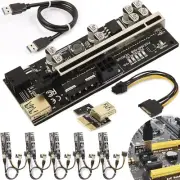 8 PACK VER010S PCIE Riser Express Cable 1X to 16X (Dual-6pin / MOLEX) with Led