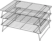 3-Tier Cooling Rack Collapsible Baking Cooling Rack Stackable Iron Cooling Rack Non-Stick Cookie Cooling Rack Space Saving Cooling Rack for Cookies Cupcakes Pies Baking