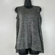 Rag & Bone Women's Michelle Cold Shoulder Metallic Silver Top Size L W246T5206K