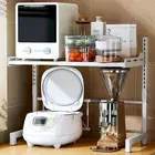 Expandable Microwave Oven Rack Shelf (White -2 Tier), 14"-24" Microwave Stand...