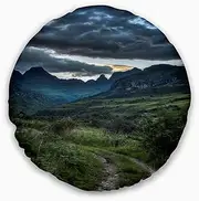 Designart Giants Castle Hills' Landscape Photography Throw Round Cushion Pillow Cover for Living Room, Sofa 20"