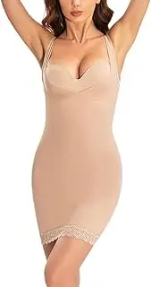 [GHAKKE] Shapewear for Women Shaping Full Slips Under Dresses Smooth Butt Lift Body Shaper Cami Dress Tummy Control Corset (Color : Skin, Size : Large)