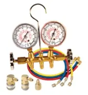 FJC 6692 R12/R134A Brass Dual Manifold Gauge Set