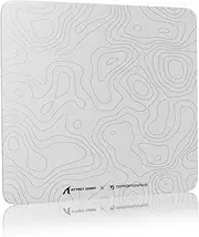 ATTACK SHARK CM05 Large Glass Gaming Mouse Pad - 450x400mm Nano-Textured Glass for Precision & Speed, Anti-Slip PU Base, 9H Hardness, Smooth & Durable - Suit for Precision Gaming Mice - White Contour