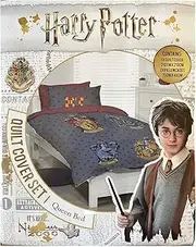 Harry Potter Houses Queen Bed Quilt Doona Duvet Cover Set Hogwarts 3 Pieces