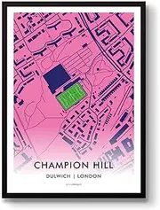 GroundDesigns DULWICH HAMLET FC Football Gift CHAMPION HILL Stadium Art Map Unframed A3 Print DHFC