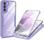 Samsung Galaxy S21 FE 5G Case, EabHulie Transparent PC TPU Bumper Built-in Screen Protector Full Body Protection Case Cover for Samsung Galaxy S21 FE 5G Purple