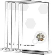 6 pcs Acrylic Sign Holder A5 Size,Plastic Flyer Display Holder Double Sided Display Clear TableTop Plastic Sign Holder for Office, Store, Restaurant