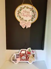 Holiday Hanging Signs Merry Christmas and St. Nicholas Mercantile Truck NEW