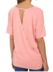 Nwt $88 Splendid Sandwash Jersey Cross Open Back Top Tee Tunic Blouse Peach L