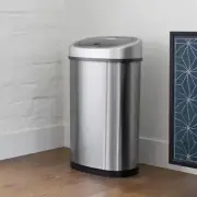 13 Gallon Trash Can Motion Sensor Kitchen Stainless Steel with Lid hands free