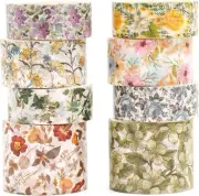8 Rolls Retro Washi Tape Set Vintage Arts Adhesive Tapes Wide Painting Patterned