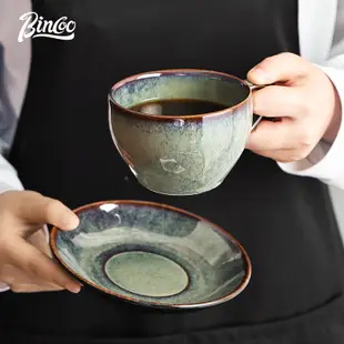 BINCOO咖啡杯 陶瓷拉花杯 澤田杯 卡布奇諾拿鐵杯 摩卡杯碟套裝 300ML