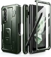 [Dexnor] for Samsung Galaxy Z Fold 3 5G (2021) Case, Full-Body Dual Layer Rugged Case with Built-in Screen Protector & Kickstand & S Pen Slot - Green