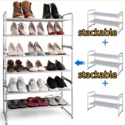 2 Pieces Independent 2 Layers Stackable Door Shoe Rack for Space Saving
