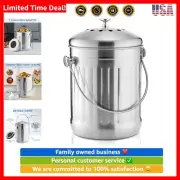 Compost Bin for Kitchen Countertop, 1.3 Gallon Stainless Steel Indoor Compost...