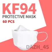 60 PCs White Disposable KF94 Face Mask 4 Layers Adult Protective Mask