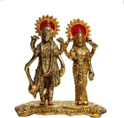 Wonder Care | Lakshmi Narayan Statue Sculpted in Great Detail in Ivory Antiqu...