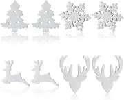 [UNICRAFTALE] 4 Pairs 4 Styles Christmas Stud Earrings Set Cute Deer Head Stud Earrings Christmas Tree and Snowflake Studs Small Animal Post Earring for Birthday Holiday Jewelry Gifts, Titanium Steel,