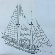 1:100 Halcon Wooden Sailing Boat Model DIY Kit Ship Assembly Decoration Gift-b