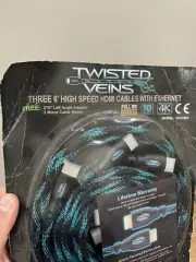 Set of 3 Twisted Veins High Speed HDMI Ethernet Braided Cables 6’ NEVER OPENED