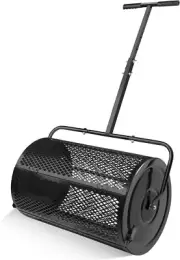 Compost Spreader 24 Inch Fertilizer Peat Moss Roller Lawn Garden Mansure Soil