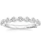 3MM Round Cut Moissanite Bubble Set Half Eternity Promise Ring 14K Gold