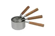 4pc Ecology Provisions Stainless Steel Measuring Cups Set Wooden Handle