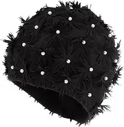 Women Swimming Cap Nylon Material Fashion Flower Pattern Breathable Protective for Beach and Pool