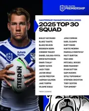 2025 NRL RUGBY CANTERBURY BULLDOGS TEAM PLAYERS LIST POSTER,BARGAIN,1