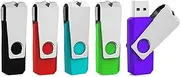 [Aiibe] 5 Pack 64 GB Flash Drive 64GB USB Flash Drive Thumb Drive 64 GB USB 2.0 Flash Disk Jump Drive Multi Pack USB Stick Zip Drives 64GB with Led Light (64G, 5 Colors: Black Red Cyan Green Purple)
