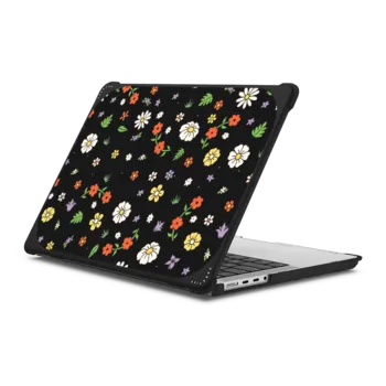 MacBook Pro 14-inch (M1 - M4) Bounce Case Flower Power Black Macbook Case by Martina Martian