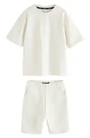 smALLSAINTS by ALLSAINTS Kids' Oversize Tierra Logo Graphic T-Shirt & Knit Shorts Set in Neutral at Nordstrom, Size 7-8Y