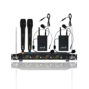 4CH VHF Wireless Microphone Reciever Handheld & Headset Lavalier Bodypacks Mics
