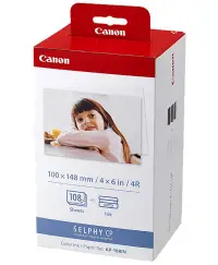 在飛比找PChome24h購物優惠-Canon 4x6相片紙含色帶108張(KP-108IN)-