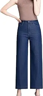 [Generic] Women High Waist Nine Split Wide Leg Jeans Thin Pure Stretch Bell Bottom Jean Pants Cotton Straight Leg Wide Leg Denim Pants