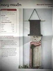 Macrame Snowman Wall Hanging Kit Mary Maxim #27590 32" x 10" (Christmas Crafts)