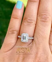 14K SOLID WHITE GOLD EMERALD CUT SIMULATED DIAMOND ENGAGEMENT RING PRONG 2.90CT