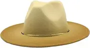 [STKARCV] Gradient Large Brim Vintage Felt Fedora Panama Hats Men Women Gentleman Gradient Rose Lady Winter Autumn Caps(06)