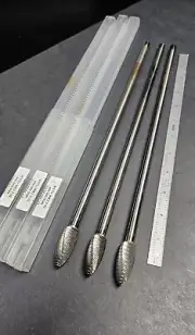 3pc ⅝" Carbide Head Burr 13" OAL Rotary File ⅜" Sh. Mandrel Machinist Tree Flame