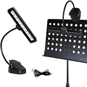 Music Stand Light, 9 LEDs Clip On Reading Light - 2 Level Brightness Settings, Powered by Batteries or USB, Perfect for Piano, Reading, Music Performance, Sewing, Bedside Table, Office Desk
