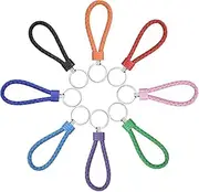 WADY Braided Leather Keychain, 8 PCS Strap Cord, Handwoven Keychain for Men and Women, Car Motorcycle Simple Chain Ring Universal Key Hook Holder