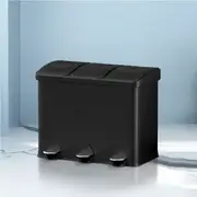 Cefito Pedal Bins Rubbish Bin Triple Compartments Waste Recycle Dustbins 45L